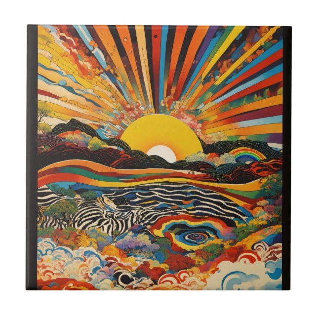 Mountain Lake Sunset Retreat Tile (Front)