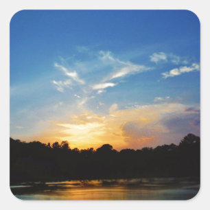 Mountain Lake Sunset Square Sticker
