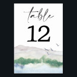 Mountain Lake Table Cards Wedding Table Numbers<br><div class="desc">Help your guests easily find their tables with these lovely table numbers. Easily change the number and add to your cart.
Print as many numbers as you need!</div>