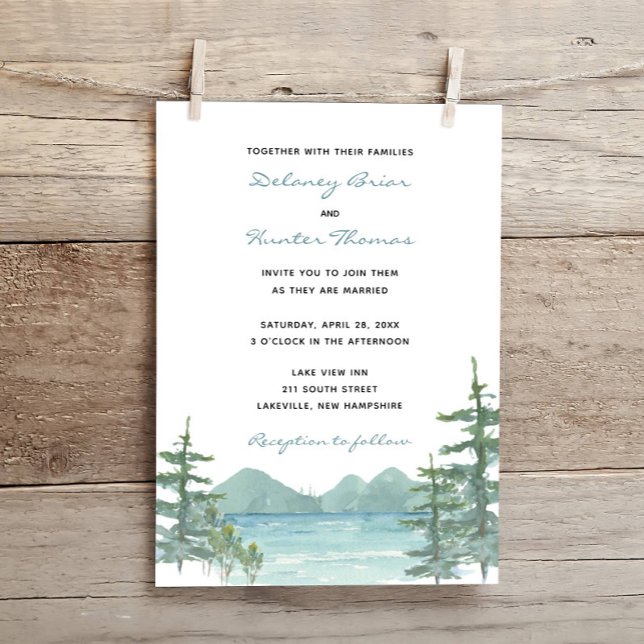 Mountain Lake Theme Watercolor Wedding Invitation (Creator Uploaded)