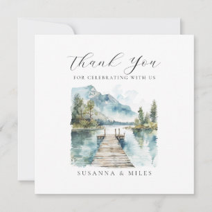 Mountain Lake Watercolor Forest Trees Wedding Card