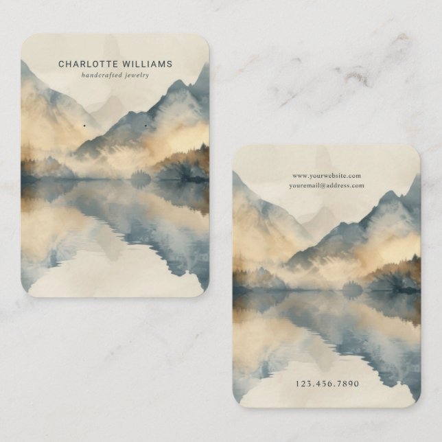 Mountain Lake Watercolor Jewellery Display Card (Front/Back)