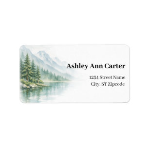 Mountain Lake Watercolor Return Address Label