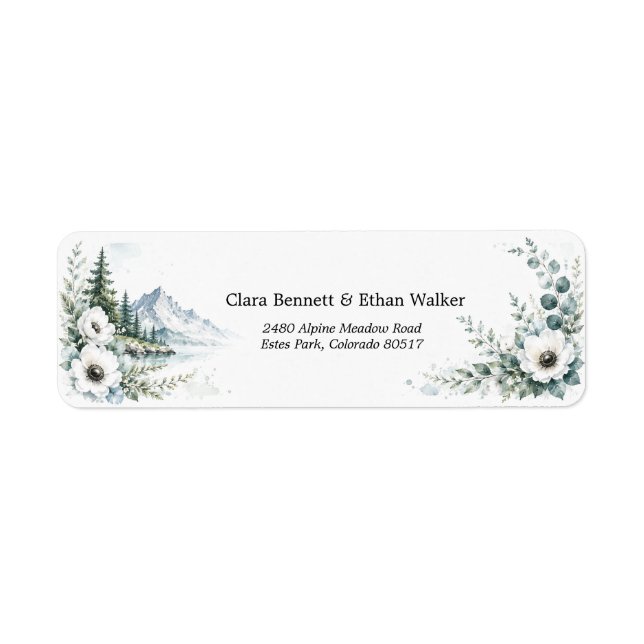 Mountain Lake Wedding Return Address Label (Front)