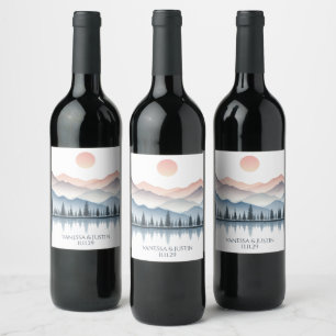 Mountain Lake Wedding Wine Label