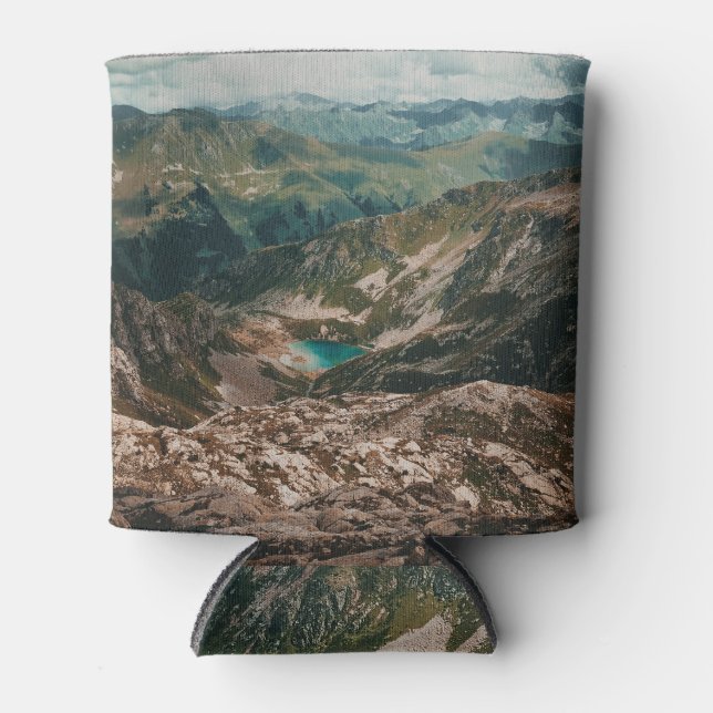 Mountain Lake Wildlife: Elevated Serenity Can Cooler (Front)