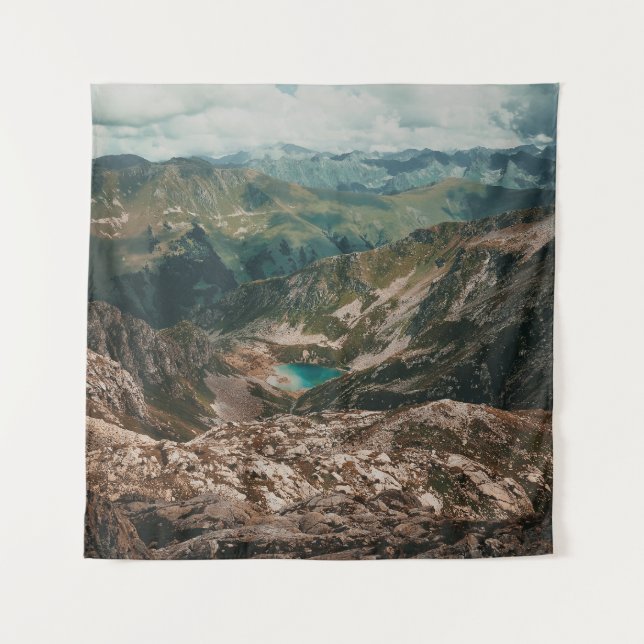 Mountain Lake Wildlife: Elevated Serenity Tapestry (Front)