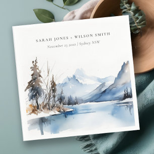 Mountain Lake Winter Snow Landscape Wedding Napkin