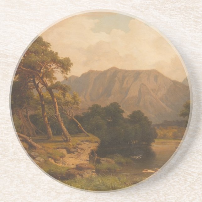 Mountain Lake with Herons – Heinrich Funk Coaster (Front)