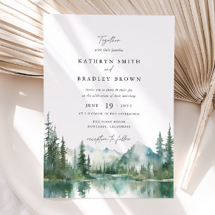 Mountain Lake Woodland Wedding Invitation