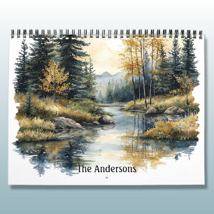 Mountain Lakes and Streams Watercolors Calendar