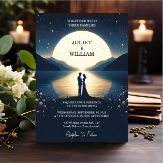 Mountain Lakeside Forest Outdoor Lake Wedding Invitation