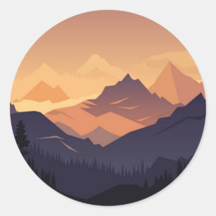 Mountain landscape adventure classic round sticker