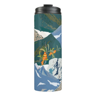 Mountain landscape and wild berry. Seamless vintag Thermal Tumbler