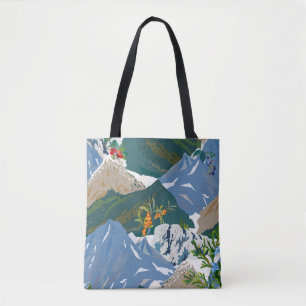 Mountain landscape and wild berry. Seamless vintag Tote Bag