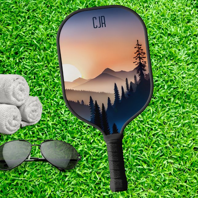 Mountain Landscape at Sunrise Monogram  Pickleball Paddle (Creator Uploaded)