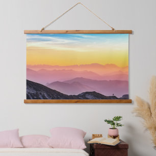 Mountain Landscape at Sunset Hanging Tapestry