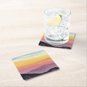 Mountain Landscape at Sunset    Square Paper Coaster