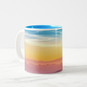 Mountain Landscape at Sunset Two-Tone Coffee Mug