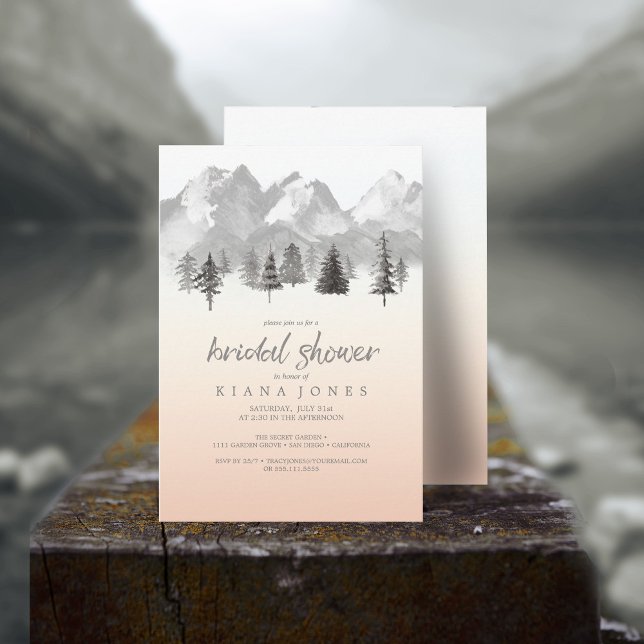 Mountain Landscape Bridal Shower Blush ID787 Invitation (Front/Back In Situ)