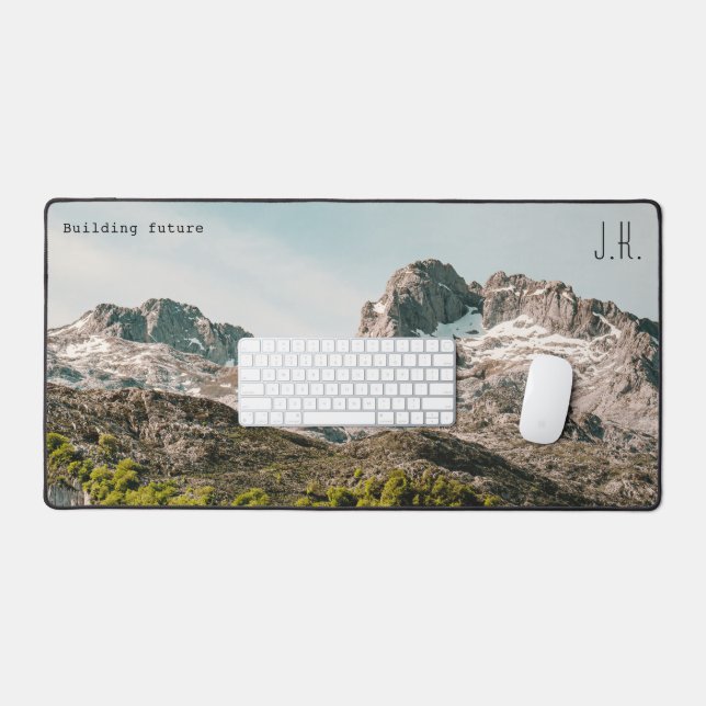 Mountain Landscape (Custom Text and Initials) Desk Mat (Keyboard & Mouse)