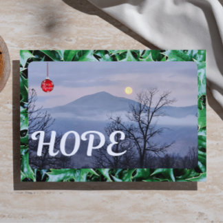 Mountain landscape full moon Christmas hope Thank You Card
