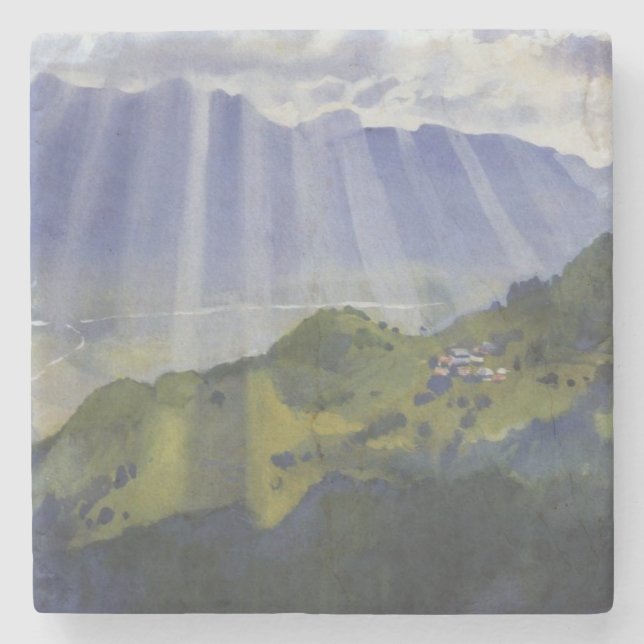 Mountain Landscape in Switzerland (Serebriakova) Stone Coaster (Front)