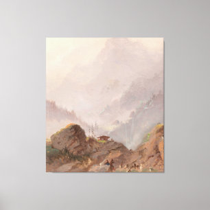 Mountain Landscape in Tirol with Chamois, Johannes Canvas Print