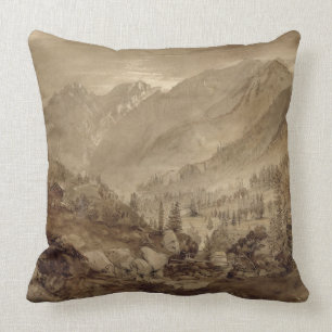 Mountain Landscape, Macugnaga, 1845 (pen & brown i Cushion