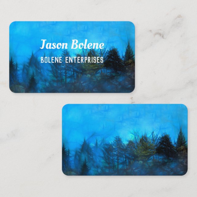 mountain landscape nature art in blue business card (Front/Back)