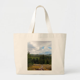 mountain landscape photograph yellow green large tote bag