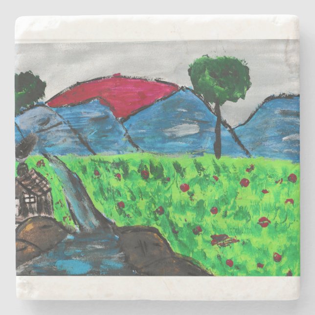 Mountain Landscape  Stone Coaster (Front)
