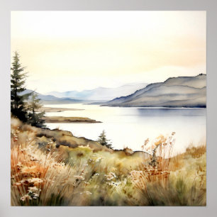 Mountain Landscape Watercolor Painting Art Print