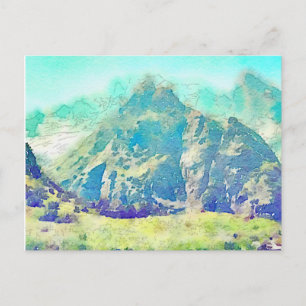 Mountain Landscape Watercolor Postcard