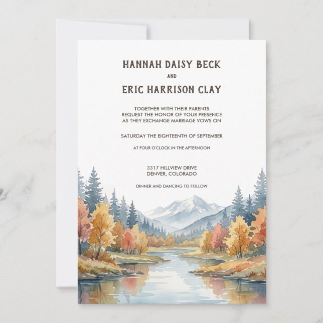 Mountain Landscape Wedding Invitation (Front)