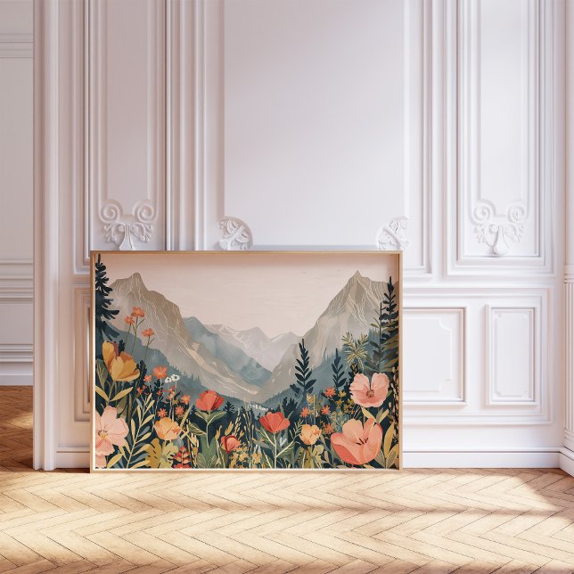 Mountain Landscape Wildflower Painting 20x16" Poster (Creator Uploaded)