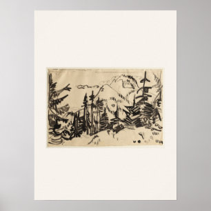 Mountain Landscape with Fir Trees - Kirchner Art Poster