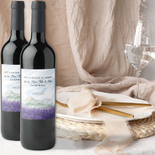 Mountain Lavender Landscape New Mr & Mrs  Wine Label
