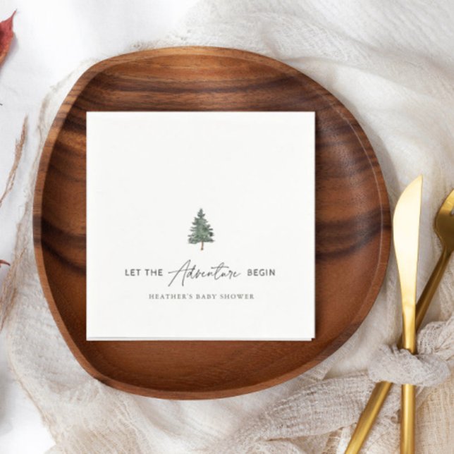 Mountain Let The Adventure Begin Boy Baby Shower Napkin (Creator Uploaded)
