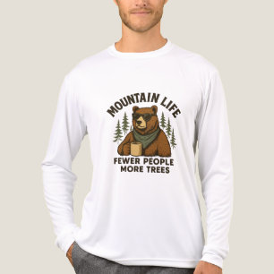 Mountain Life, Fewer People More Trees Coffee Bear Tri-Blend Shirt
