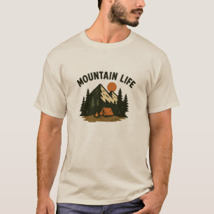 Mountain Life Simple Outdoors Camping Design T-Shirt