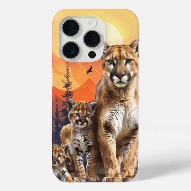 Mountain Lion and Cubs iPhone / iPad case (Back)