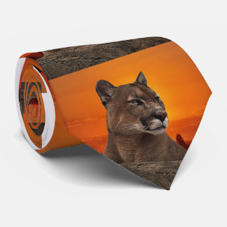 Mountain lion at sunset tie