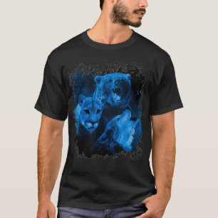 Mountain Lion Brown Bear Wolf Howling Wild Animal  T-Shirt