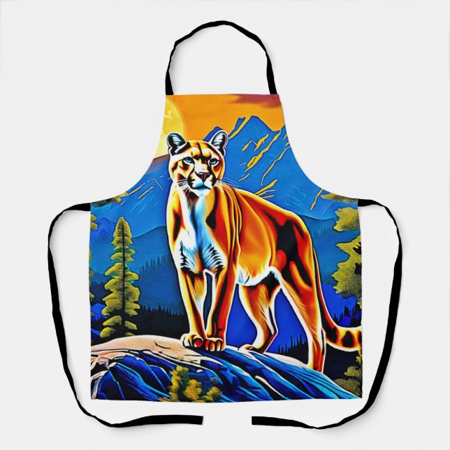 Mountain Lion Moonlit Peak Apron (Front)