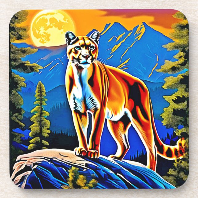 Mountain Lion Moonlit Peak Coaster (Front)