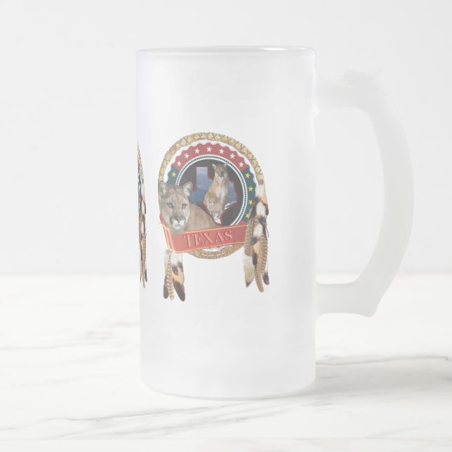 Mountain lion of Texas Frosted Glass Beer Mug (Right)