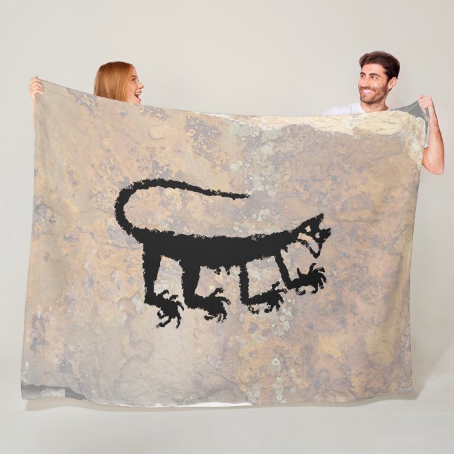 Mountain Lion Petroglyph Fleece Blanket (In Situ)