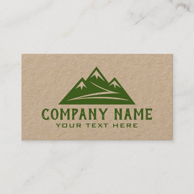 Mountain logo brown kraft business card template (Front)