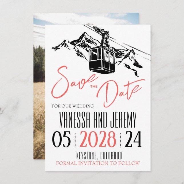 Mountain Love Coral Save The Date (Front/Back)